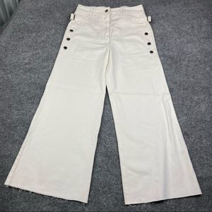 ULLA JOHNSON High Rise wide Leg Jeans. Button Fly. Off White. Size 4